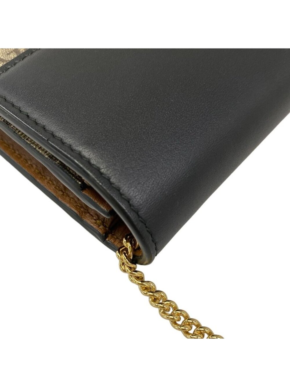 Gucci Wallet Padlockgg Plus GG Supreme Dark Brown Beige Black Chain Leather - Picture 8 of 13